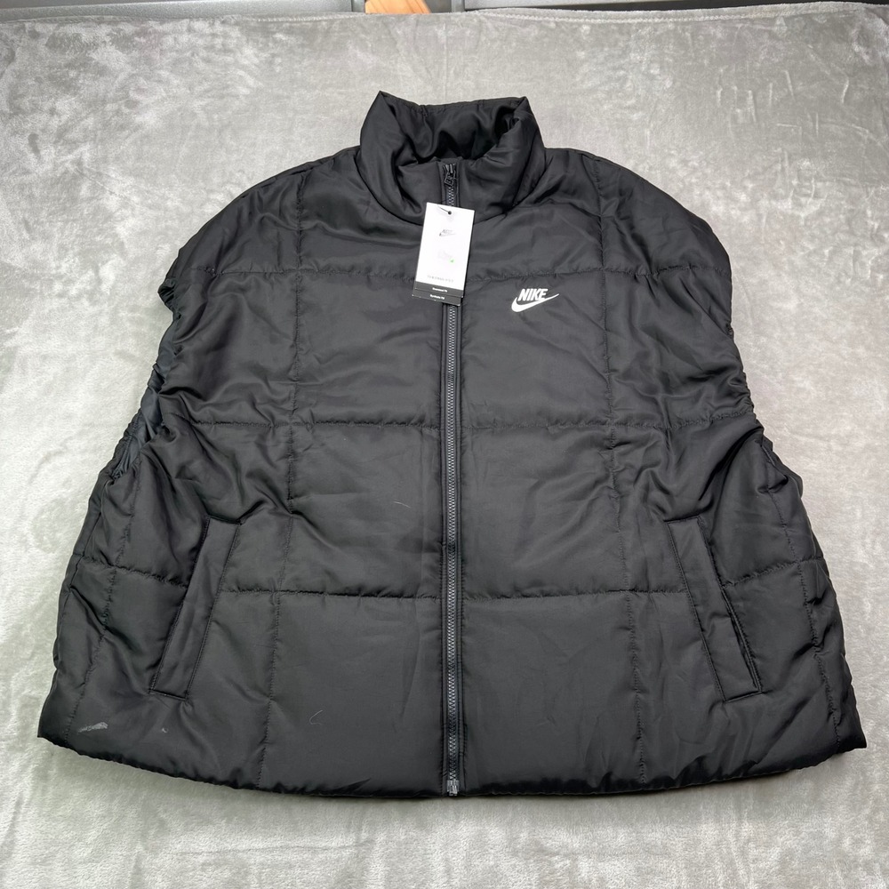 Nike Therma-FIT Puffer Vest Womens XL Black Quilted Oversized Synthetic Fill New